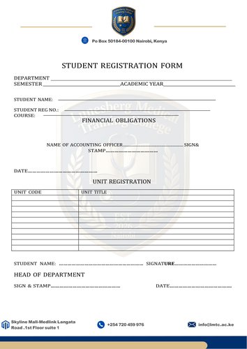 Student Unit Registration Form